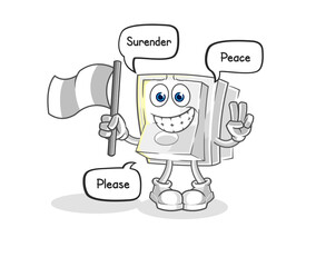 light switch hold surrender flag mascot. cartoon vector