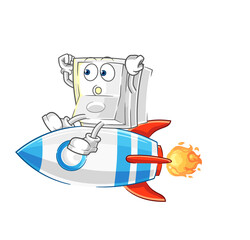 light switch ride a rocket cartoon mascot vector