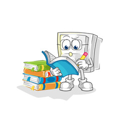 light switch studying mascot. cartoon vector