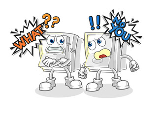 light switch arguing each other cartoon vector