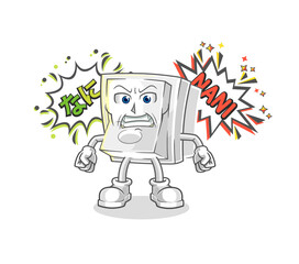 light switch anime angry vector. cartoon character