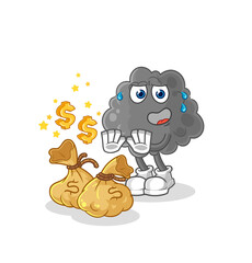 black cloud refuse money illustration. character vector
