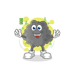 black cloud full battery character. cartoon mascot vector