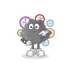 black cloud with wristwatch cartoon. cartoon mascot vector