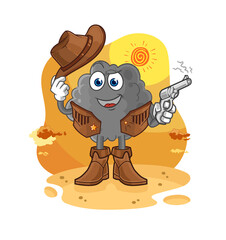 black cloud cowboy with gun character vector
