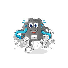black cloud runner character. cartoon mascot vector