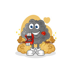black cloud propose with ring. cartoon mascot vector