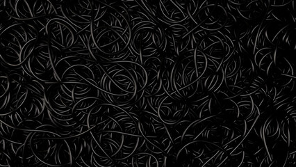 Background covered with a pile of black tangled wires. 3d render illustration