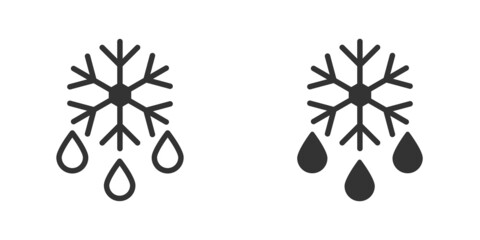 Snowflake and drop icon. Fefrost symbol. Flat vector illustration.