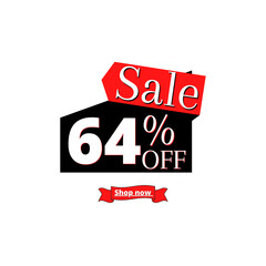 64% off sale and shop now with online discount black and red design 