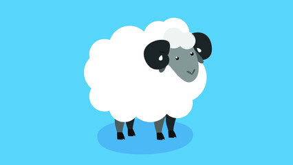 White sheep with black horns