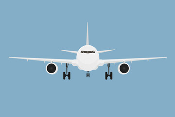 Naklejka premium white passenger plane in the sky flies vacation recreation air transport airliner