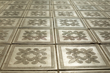 Bar of stone. Floor details. Interior in building.