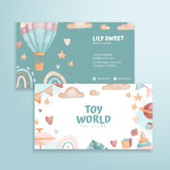 Toy store business card design. vector business card template