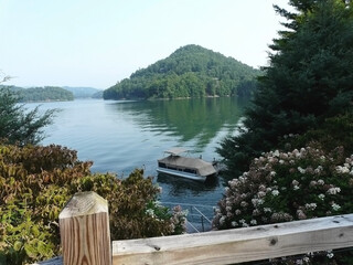 Lake Glenville, near Cashiers, North Carolina, is a high-elevation reservoir known as a destination for water sports and the Blue Ridge Mountains.