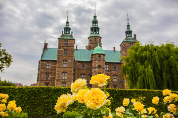 Rosenborg castle on cloudy summer day in Copenhagen, Denmark