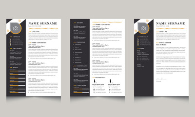 Resume Layout Black Sidebar with Modern Resume Template Cv design vector