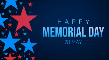 Happy Memorial Day Abstract Background with Stars in Red and blue color. American patriotic backdrop wallpaper