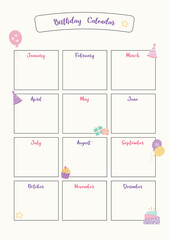CAlendar for birthdays, beautiful and creative