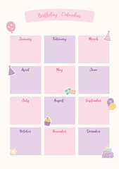 Beautiful, colorful and creative birthday calendar