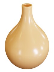 Brown vase on the white background. 3d rendering.