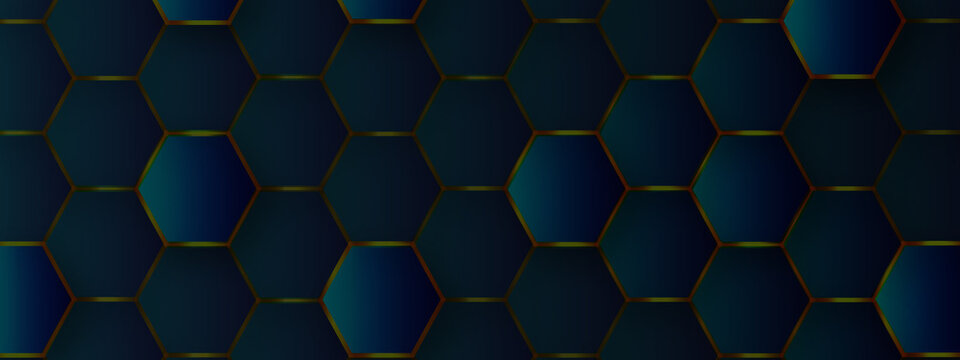 Abstract creative geometrical blue hexagon background, modern 3d hexagon background with space for your text for making card,cover,decoration and design. © JORANAL