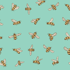 bees vector seamless pattern