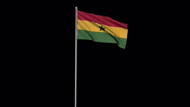 Ghana flag, 4k video background is transparent
