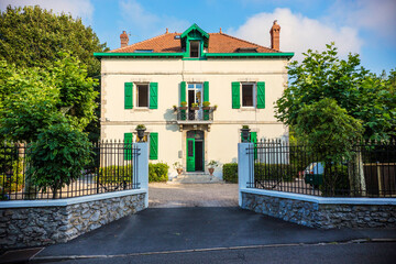 Fototapeta na wymiar Traditional french style house in Biarritz, Basque country, France