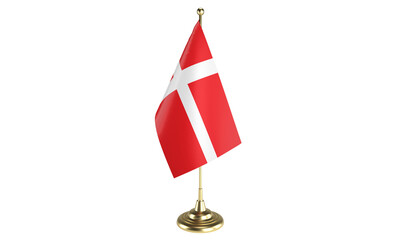 Denmark table flag on white background, 3d rendering, isolated