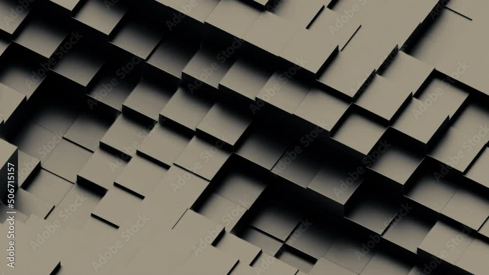 Poster surface of squares moving out in waves. design. 3d surface with retractable squares. smooth surface 
