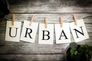 The Word URBAN Concept Printed on Cards