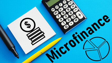 Microfinance is shown using the text and picture of money