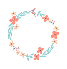 Wedding Floral Frame with Spring Flowers. Vector illustration