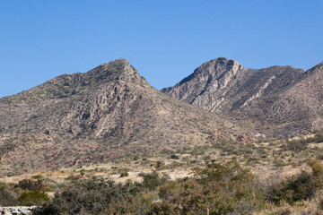 Fototapeta na wymiar Mountain landscape in the dry desert