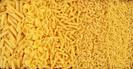 Pasta background of dry italian pasta.