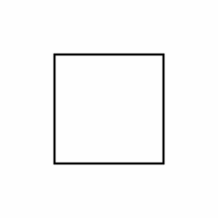 2D square shape in mathematics. Black square shape drawing for kids isolated on white background