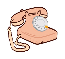Retro rotary telephone. Vector illustration