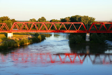 Obraz premium Red railway bridge of Arad, Romania, Europe