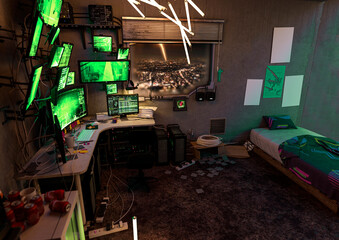 hacker room background classic view