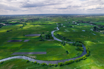 Ponidzie with Nida River in Poland at Spring