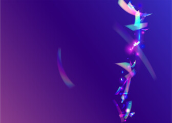 Fototapeta na wymiar Holographic Tinsel. Hologram Glitter. Shiny Vaporwave Decoration. Pink Blur Confetti. Metal Element. Digital Art. Transparent Background. Unicorn Foil. Violet Holographic Tinsel