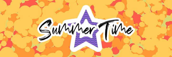 summer time quote hand drawn lettering quote on the colorfull background. Fun inscription ,travel, adventure related items