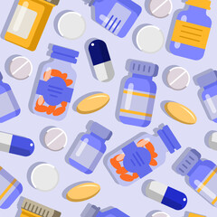 seamless pattern pills and bottles health treatment medicine