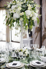 Table set for wedding or another catered event dinner