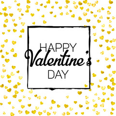 Obraz premium San Valentin Sale Vector. Romantic Border For Mother. Special Frame. Yellow Retro Decoration. Holiday Design For Celebration. Gold Random Sparkle. Golden San Valentin Sale Vector.