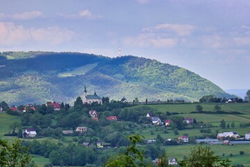 view of the Beskids mountains