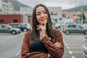 thoughtful girl with idea expression