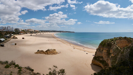 Beautiful panoramic view of Praia da Rocha in spring. Portimao, Portugal