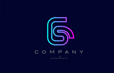 pink blue G alphabet letter logo icon. Creative template for a company or business with line design